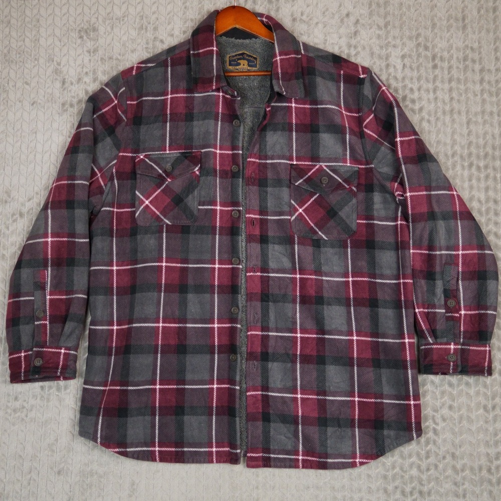 Freedom Foundry XXL Burgundy Plaid Sherpa Lined Fleece Heavy